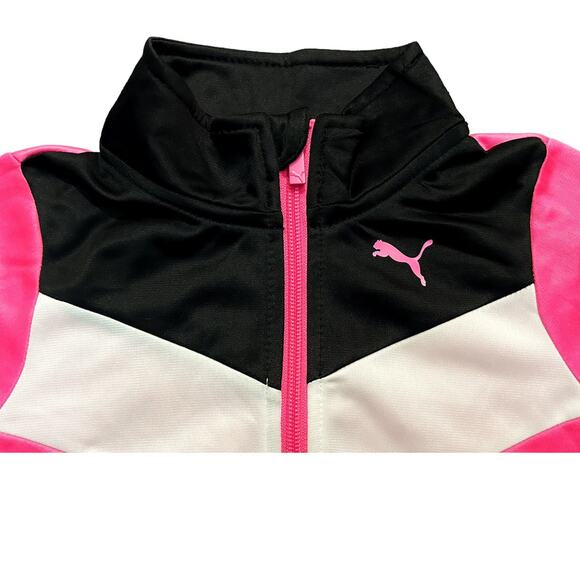 Puma Pink Black Zip-Up Jacket Girls Size 4 - Picture 2 of 6